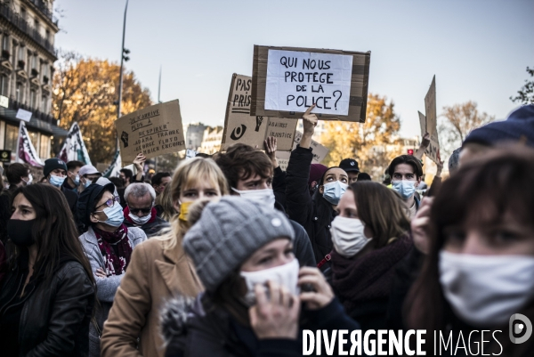 Marche des libertes contre la loi securite globale.