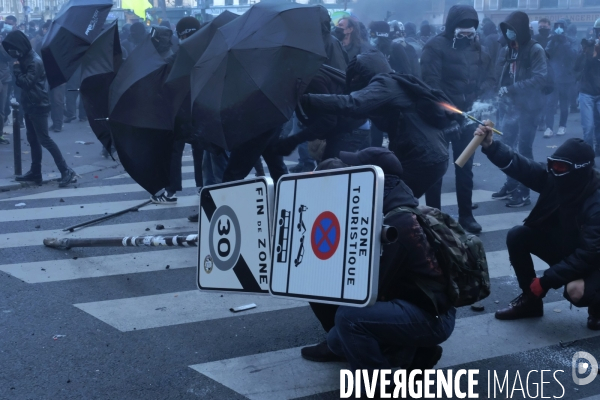 Manifestation contre la loi sécurité globale Paris.  Protest against the newly voted global security law in Paris.