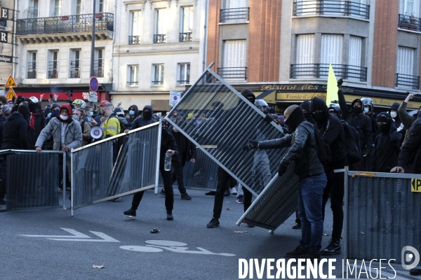 Manifestation contre la loi sécurité globale Paris.  Protest against the newly voted global security law in Paris.