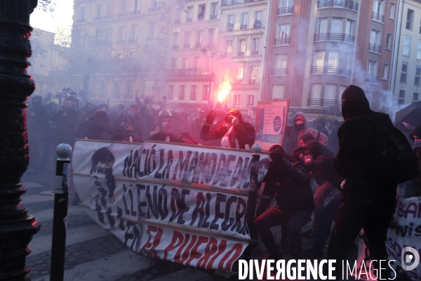 Manifestation contre la loi sécurité globale Paris.  Protest against the newly voted global security law in Paris.