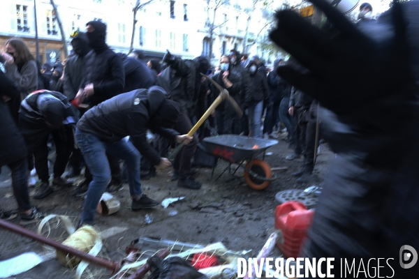 Manifestation contre la loi sécurité globale Paris.  Protest against the newly voted global security law in Paris.