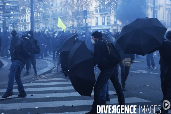 Manifestation contre la loi sécurité globale Paris.  Protest against the newly voted global security law in Paris.