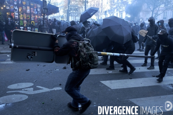 Manifestation contre la loi sécurité globale Paris.  Protest against the newly voted global security law in Paris.