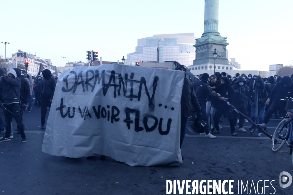 Manifestation contre la loi sécurité globale Paris.  Protest against the newly voted global security law in Paris.