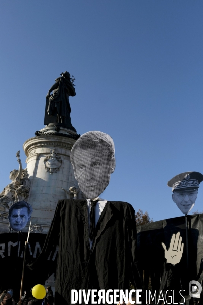 Manifestation contre la loi sécurité globale Paris.  Protest against the newly voted global security law in Paris.