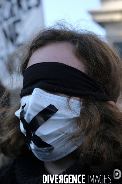 Manifestation contre la loi sécurité globale Paris.  Protest against the newly voted global security law in Paris.