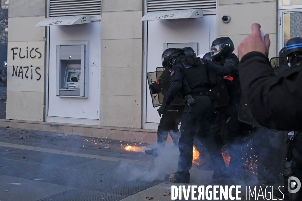 Manifestation contre la loi sécurité globale Paris.  Protest against the newly voted global security law in Paris.