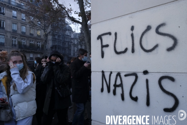 Manifestation contre la loi sécurité globale Paris.  Protest against the newly voted global security law in Paris.