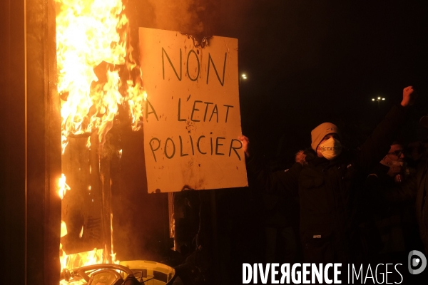 Manifestation contre la loi sécurité globale Paris.  Protest against the newly voted global security law in Paris.