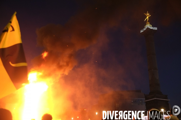 Manifestation contre la loi sécurité globale Paris.  Protest against the newly voted global security law in Paris.