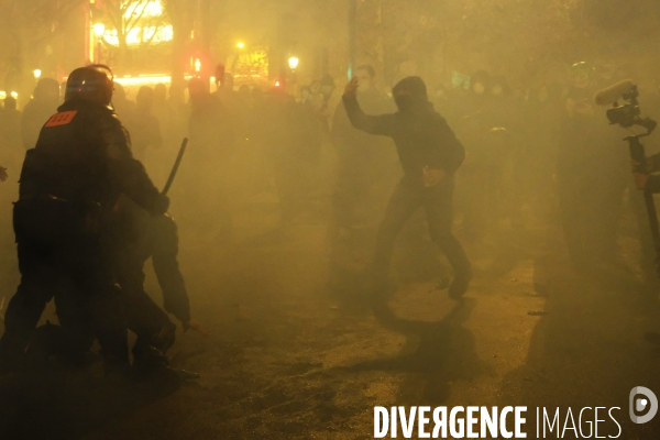 Manifestation contre la loi sécurité globale Paris.  Protest against the newly voted global security law in Paris.