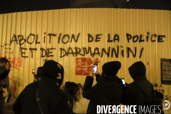 Manifestation contre la loi sécurité globale Paris.  Protest against the newly voted global security law in Paris.