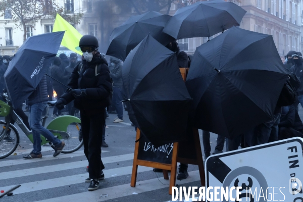 Manifestation contre la loi sécurité globale Paris.  Protest against the newly voted global security law in Paris.