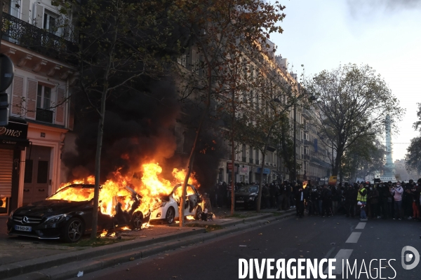 Manifestation contre la loi sécurité globale Paris.  Protest against the newly voted global security law in Paris.