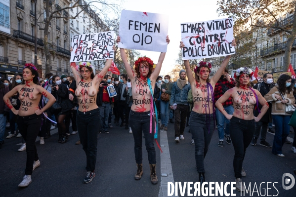 Manifestation contre la loi  sécurité globale .