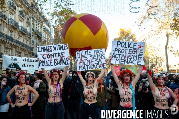 Manifestation contre la loi  sécurité globale .