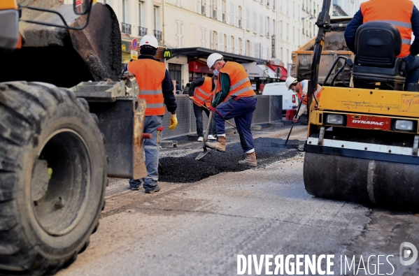 Réfection de la chaussée rue lecourbe à Paris