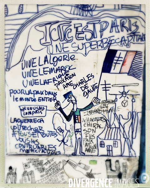 Dessin sur un mur rue de rivoli