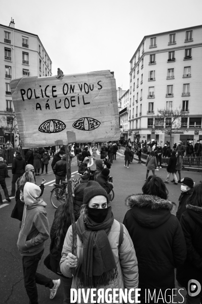 Manifestation contre le projet de loi SECURITE GLOBALE PPL, la marche des libertés du 5 decembre 2020. Demonstration against new security law project against freedom of information.