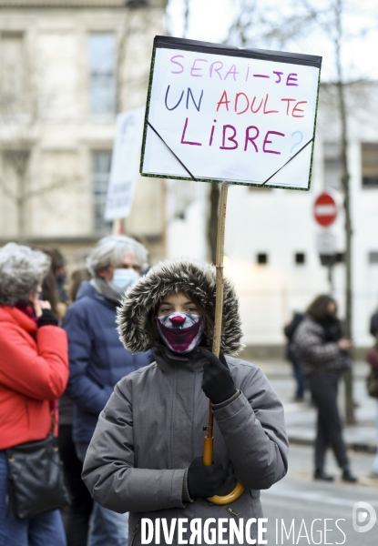 Manifestation contre le projet de loi SECURITE GLOBALE PPL, la marche des libertés du 5 decembre 2020. Demonstration against new security law project against freedom of information.