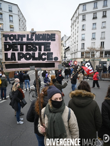 Manifestation contre le projet de loi SECURITE GLOBALE PPL, la marche des libertés du 5 decembre 2020. Demonstration against new security law project against freedom of information.