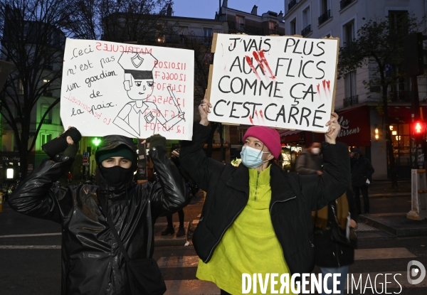 Manifestation contre le projet de loi SECURITE GLOBALE PPL, la marche des libertés du 5 decembre 2020. Demonstration against new security law project against freedom of information.