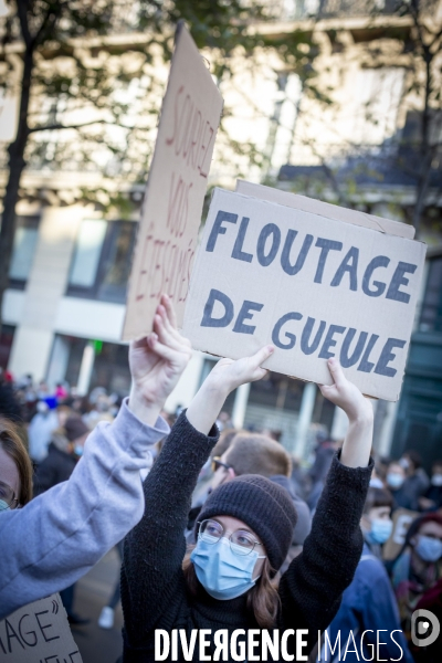 Manifestation contre la loi  Sécurité globale  et son article 24 entre République et Bastille à Paris