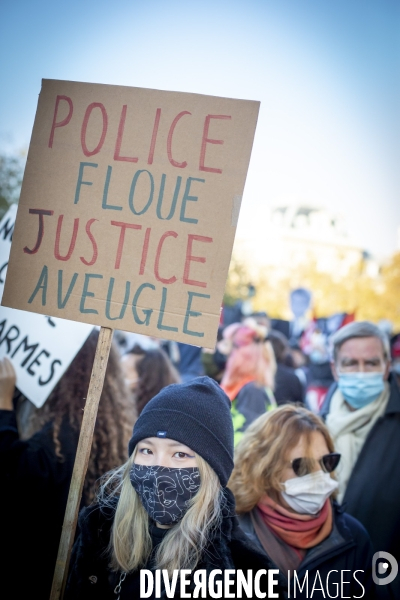 Manifestation contre la loi  Sécurité globale  et son article 24 entre République et Bastille à Paris