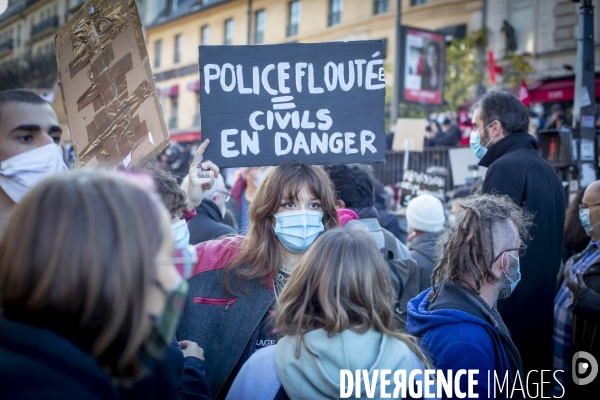 Manifestation contre la loi  Sécurité globale  et son article 24 entre République et Bastille à Paris