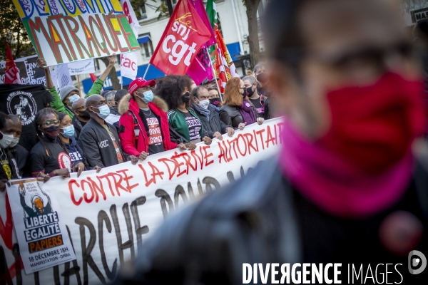 Manifestation contre la loi  Sécurité globale  et son article 24 entre République et Bastille à Paris