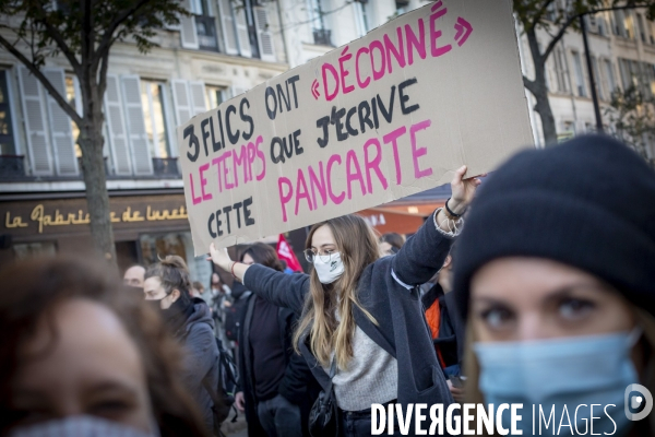 Manifestation contre la loi  Sécurité globale  et son article 24 entre République et Bastille à Paris