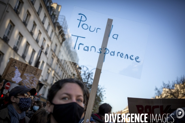 Manifestation contre la loi  Sécurité globale  et son article 24 entre République et Bastille à Paris