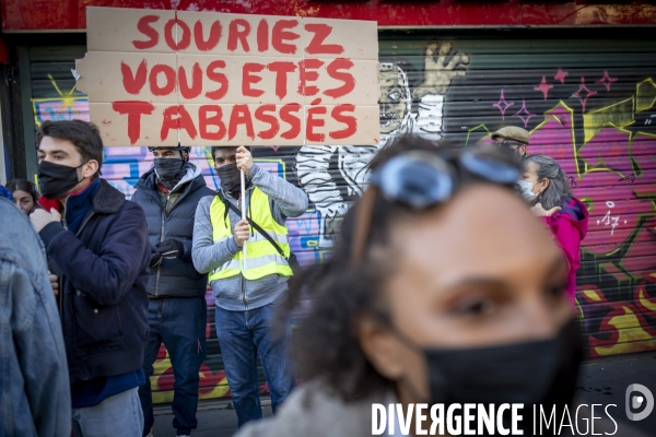 Manifestation contre la loi  Sécurité globale  et son article 24 entre République et Bastille à Paris