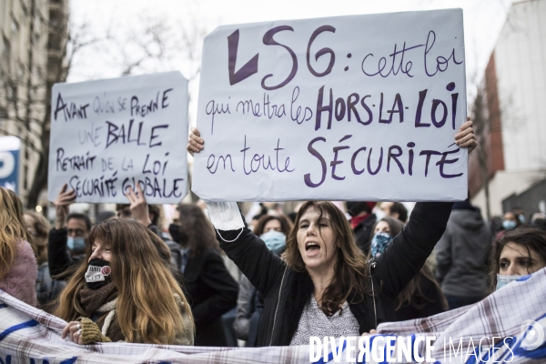 Manifestation contre la loi  sécurité globale  et contre le chômage et la précarité 05122020