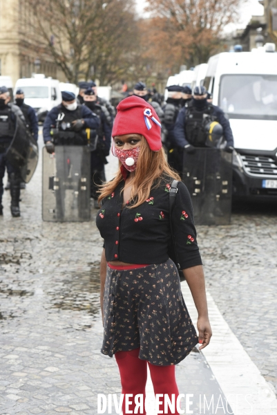 Manifestation contre le projet de loi SECURITE GLOBALE PPL, la marche des libertés du 12 decembre 2020. Demonstration against new security law project against freedom of information.