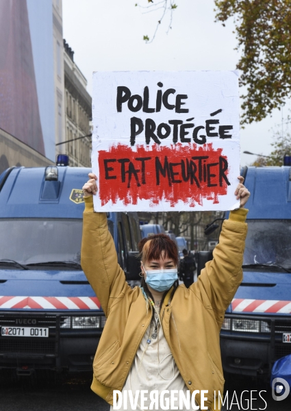 Manifestation contre le projet de loi SECURITE GLOBALE PPL, la marche des libertés du 12 decembre 2020. Demonstration against new security law project against freedom of information.