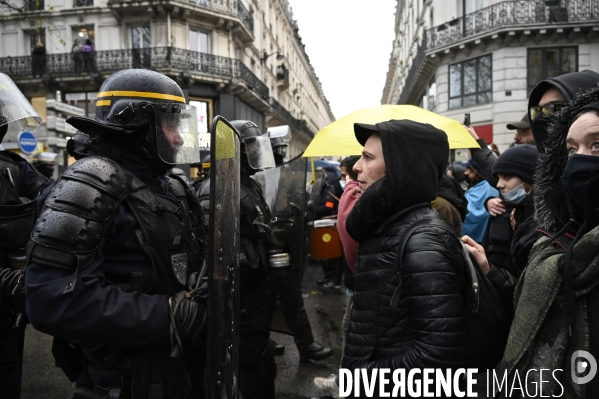 Manifestation contre le projet de loi SECURITE GLOBALE PPL, la marche des libertés du 12 decembre 2020. Demonstration against new security law project against freedom of information.