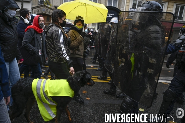 Manifestation contre le projet de loi SECURITE GLOBALE PPL, la marche des libertés du 12 decembre 2020. Demonstration against new security law project against freedom of information.