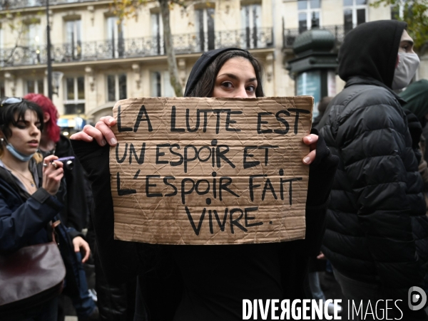 Manifestation contre le projet de loi SECURITE GLOBALE PPL, la marche des libertés du 12 decembre 2020. Demonstration against new security law project against freedom of information.