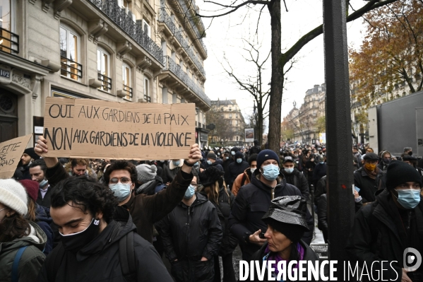 Manifestation contre le projet de loi SECURITE GLOBALE PPL, la marche des libertés du 12 decembre 2020. Demonstration against new security law project against freedom of information.