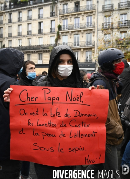 Manifestation contre le projet de loi SECURITE GLOBALE PPL, la marche des libertés du 12 decembre 2020. Demonstration against new security law project against freedom of information.