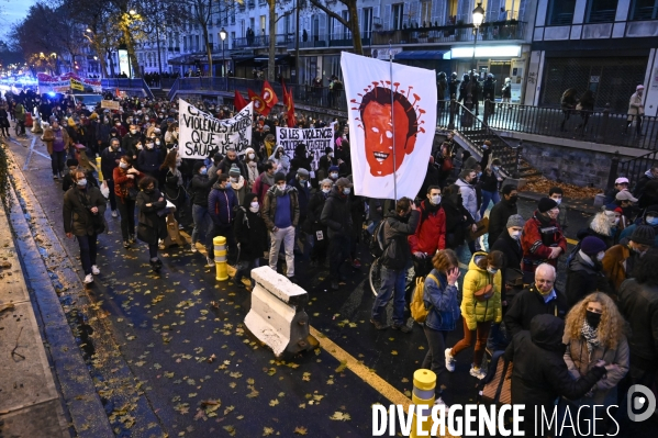 Manifestation contre le projet de loi SECURITE GLOBALE PPL, la marche des libertés du 12 decembre 2020. Demonstration against new security law project against freedom of information.