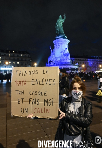 Manifestation contre le projet de loi SECURITE GLOBALE PPL, la marche des libertés du 12 decembre 2020. Demonstration against new security law project against freedom of information.