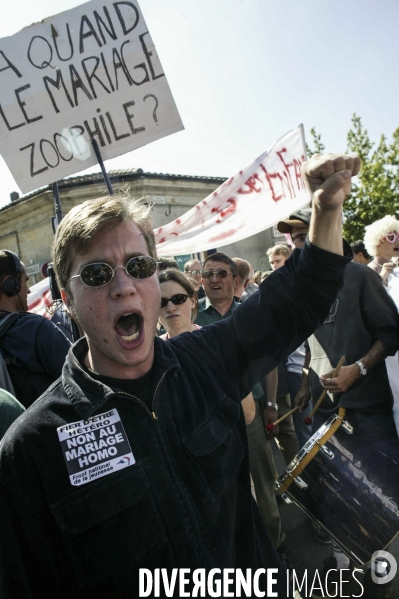 Manifestation contre le premier mariage gay en France