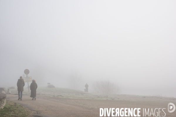 Paysages du bord Loire dans le brouillard