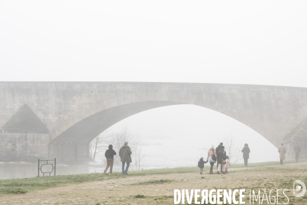 Paysages du bord Loire dans le brouillard