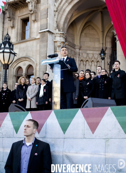 Budapest- hongrie - entre pouvoir et opposition, la fête nationale du peuple hongrois