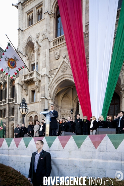 Budapest- hongrie - entre pouvoir et opposition, la fête nationale du peuple hongrois