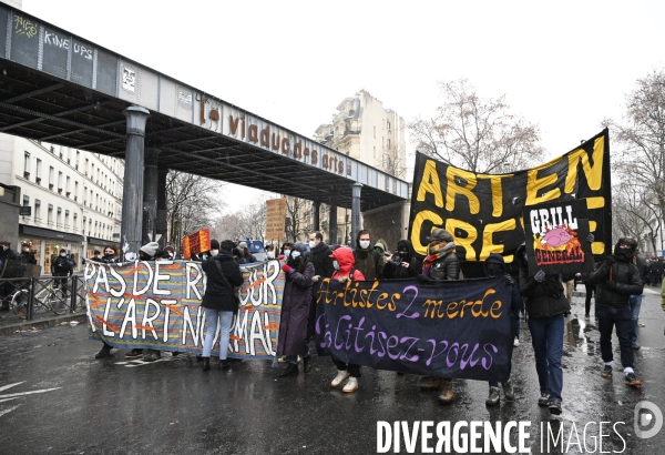 Manifestation contre le projet de loi SECURITE GLOBALE PPL, la marche des libertés du 16 janvier 2021. Demonstration against new security law project against freedom of information.