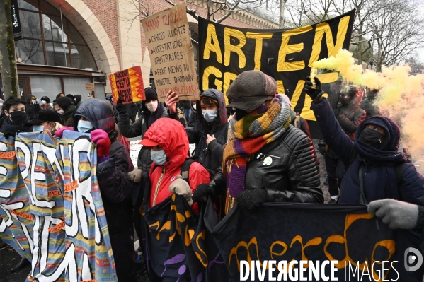 Manifestation contre le projet de loi SECURITE GLOBALE PPL, la marche des libertés du 16 janvier 2021. Demonstration against new security law project against freedom of information.